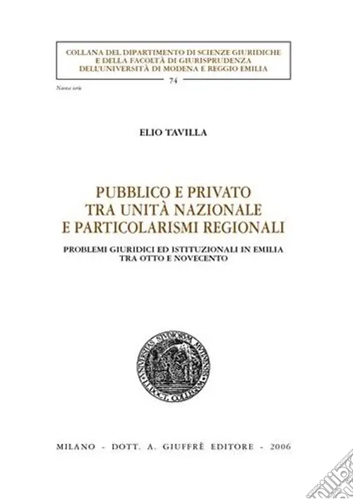 Solo Oggi Pubblico e privato tra unità nazionale e particolarismi regionali. Problemi giuridici ed istituzionali in Emilia tra Otto e Novecento