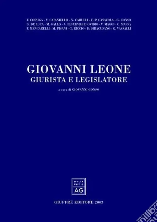 Giovanni Leone giurista e legislatore Compra Adesso
