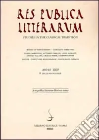 Promo Stagionale Res publica litterarum. Studies in the classical tradition. Vol. 25