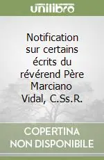 Prezzo Scontato Notification sur certains écrits du révérend Père Marciano Vidal, C.Ss.R.