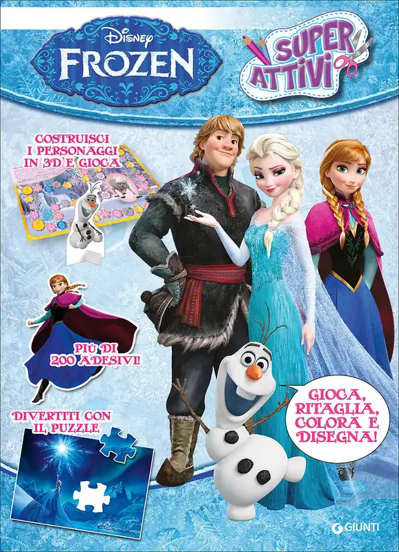Nuovo Arrivo Superattivi - Frozen Costruiisci i personaggi in 3D e gioca - Divertiti con il puzzle - Più di 200 adesivi!