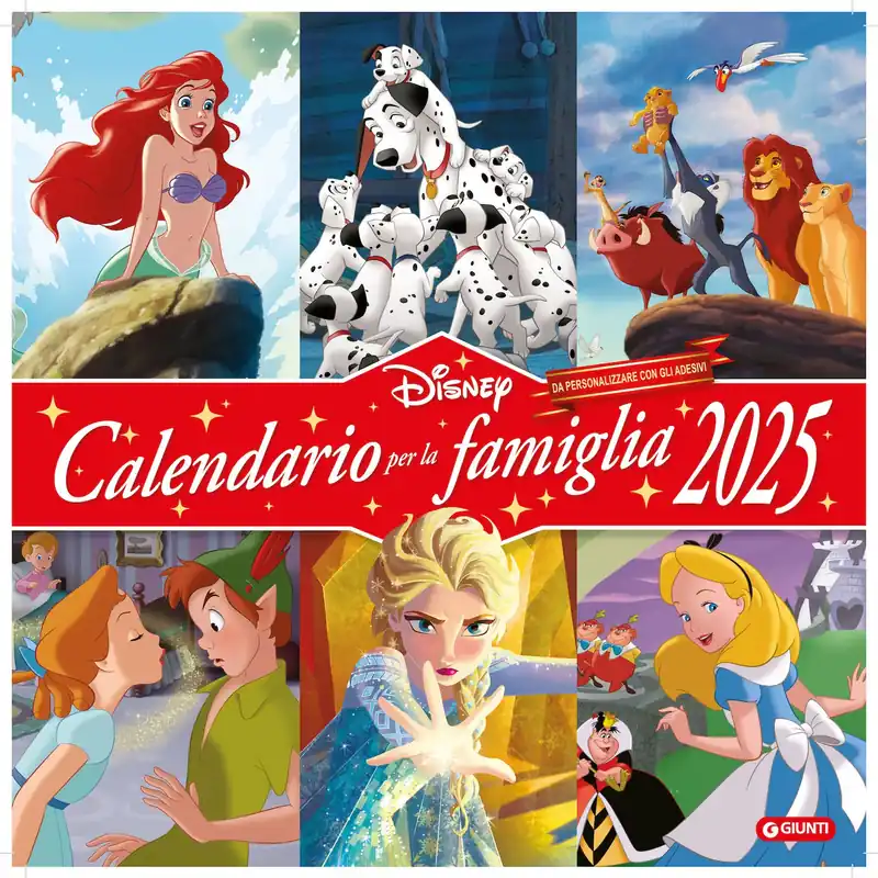 Calendario per la famiglia Disney 2025 Da personalizzare con gli adesivi Spedizione Espresso