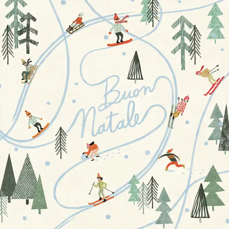 Natale - biglietto Sciatori Ultime Pezzi