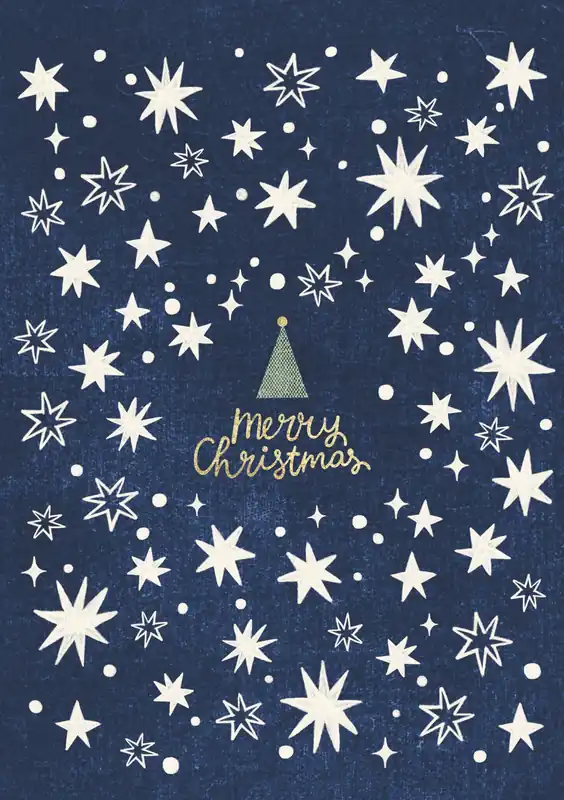 Natale - biglietto Fondo Stelle Prezzo Di Fabbrica